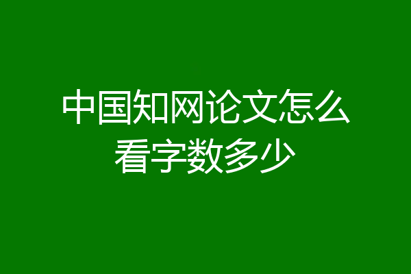 中国知网论文怎么看字数多少