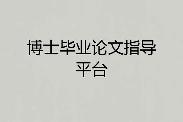 博士毕业论文指导平台
