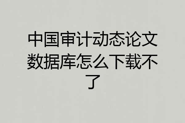 中国审计动态论文数据库怎么下载不了