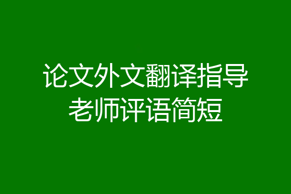 论文外文翻译指导老师评语简短