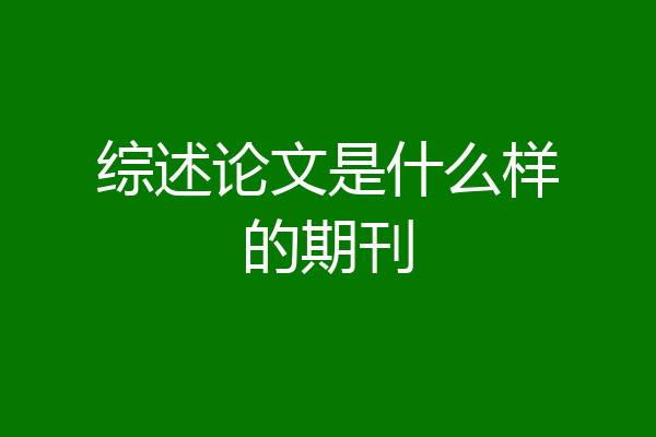 综述论文是什么样的期刊