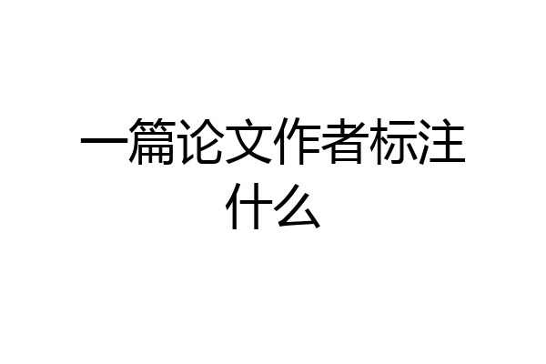 一篇论文作者标注什么