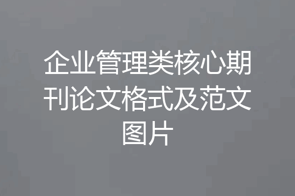 企业管理类核心期刊论文格式及范文图片