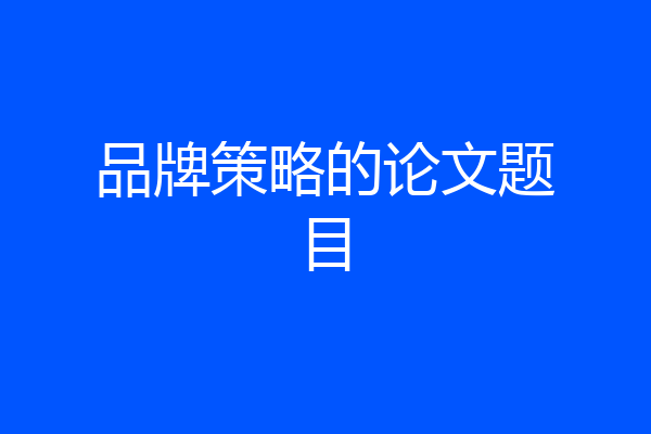 品牌策略的论文题目