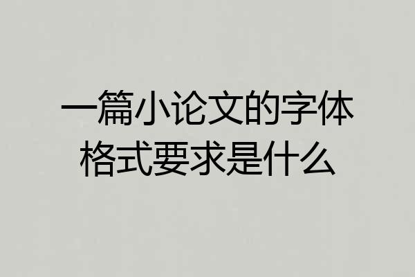 一篇小论文的字体格式要求是什么