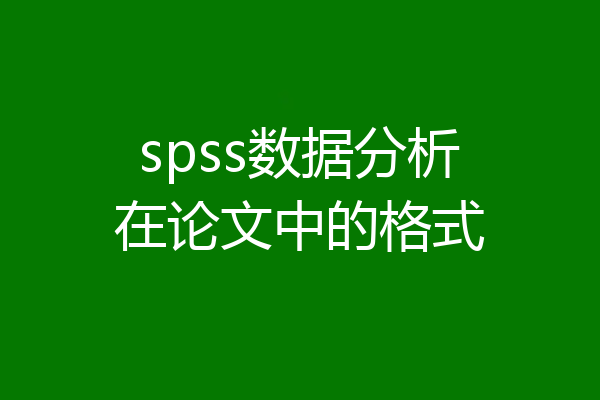 spss数据分析在论文中的格式