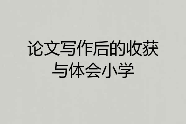 论文写作后的收获与体会小学