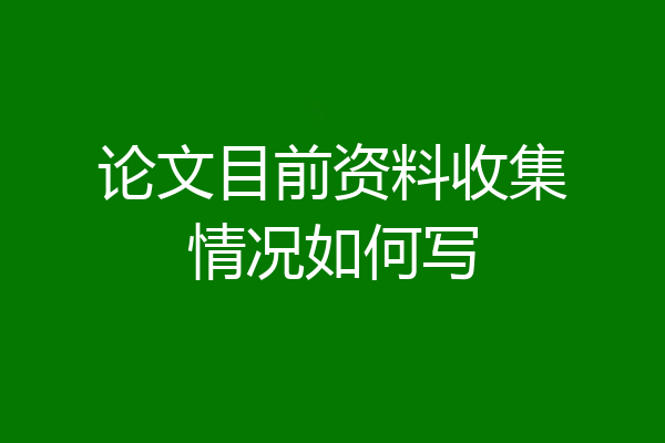 论文目前资料收集情况如何写