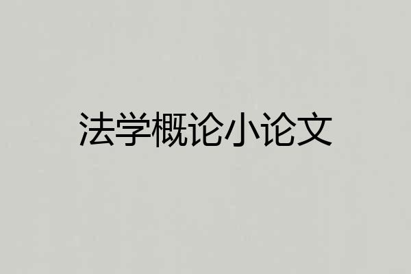 法学概论小论文