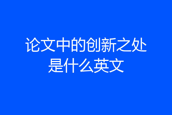 论文中的创新之处是什么英文