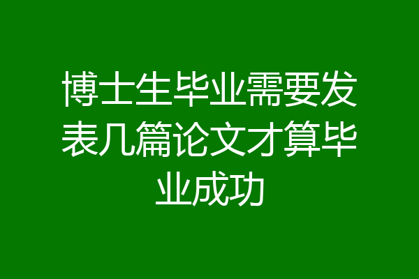 博士生毕业需要发表几篇论文才算毕业成功