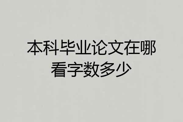 本科毕业论文在哪看字数多少