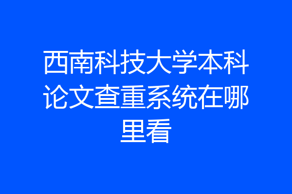 西南科技大学本科论文查重系统在哪里看