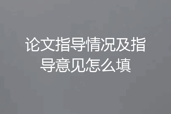 论文指导情况及指导意见怎么填