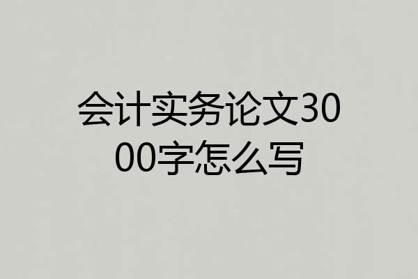 会计实务论文3000字怎么写