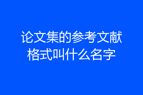 论文集的参考文献格式叫什么名字
