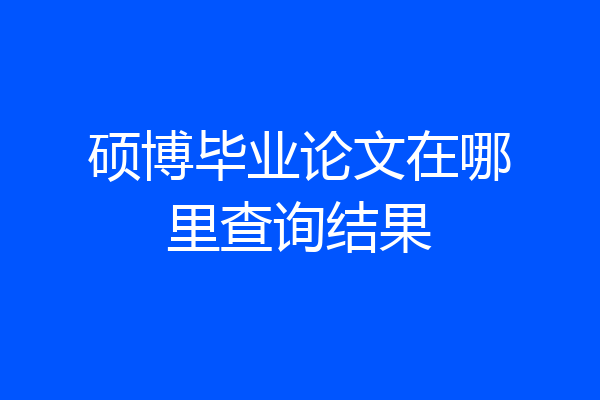 硕博毕业论文在哪里查询结果