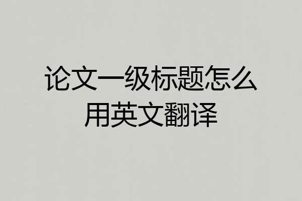 论文一级标题怎么用英文翻译