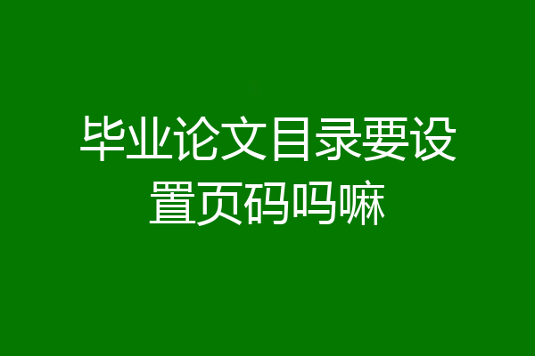 毕业论文目录要设置页码吗嘛