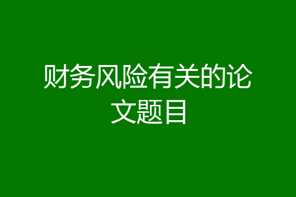 财务风险有关的论文题目