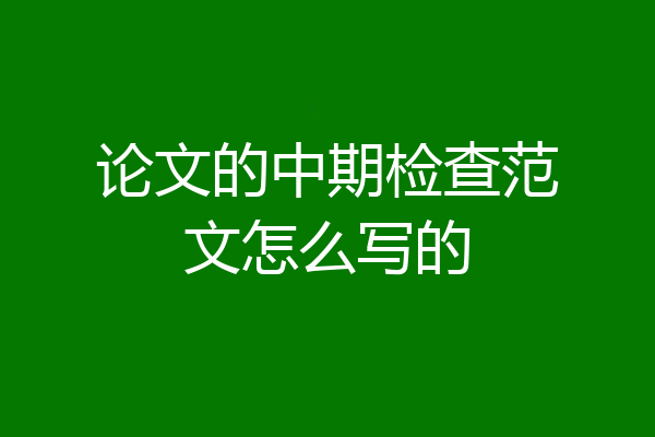 论文的中期检查范文怎么写的