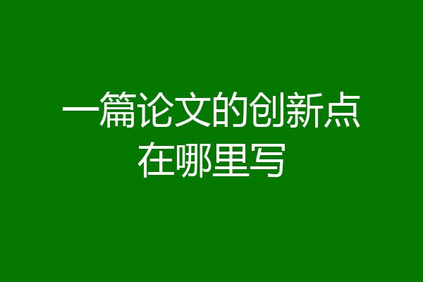 一篇论文的创新点在哪里写