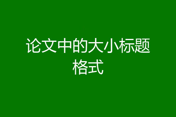 论文中的大小标题格式