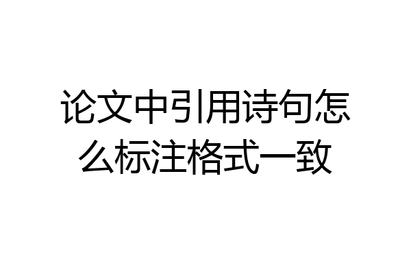 论文中引用诗句怎么标注格式一致