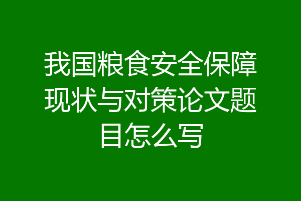 我国粮食安全保障现状与对策论文题目怎么写