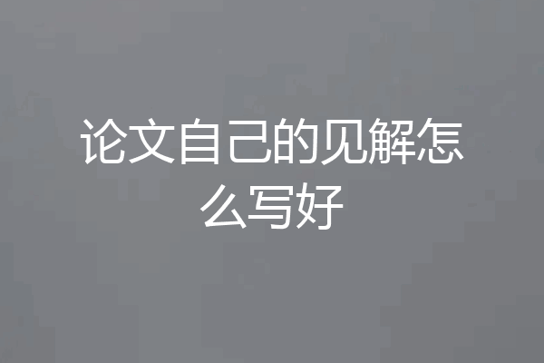 论文自己的见解怎么写好