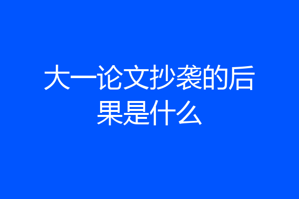 大一论文抄袭的后果是什么