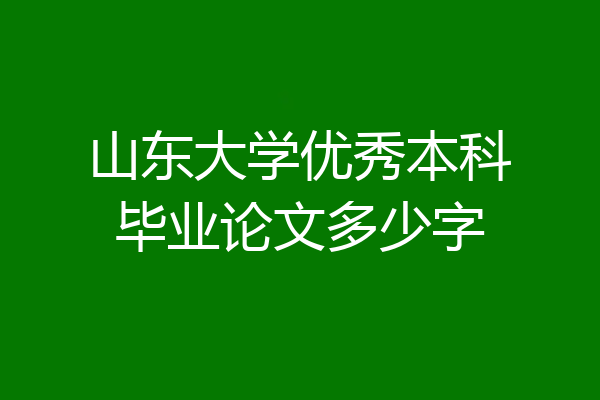山东大学优秀本科毕业论文多少字