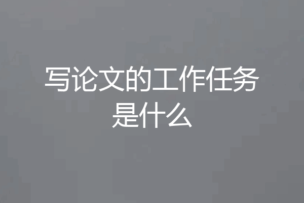 写论文的工作任务是什么