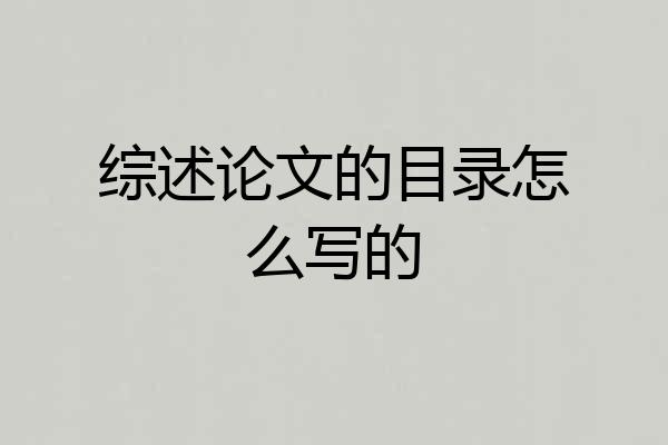 综述论文的目录怎么写的