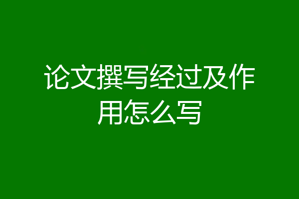 论文撰写经过及作用怎么写