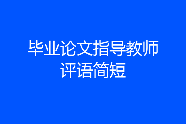毕业论文指导教师评语简短