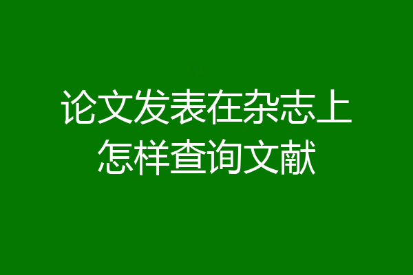 论文发表在杂志上怎样查询文献