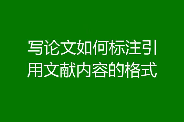 写论文如何标注引用文献内容的格式