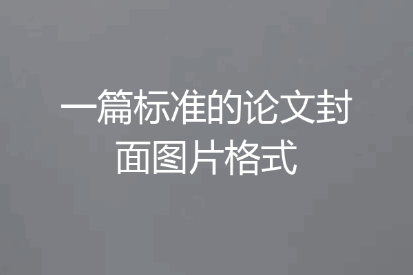 一篇标准的论文封面图片格式