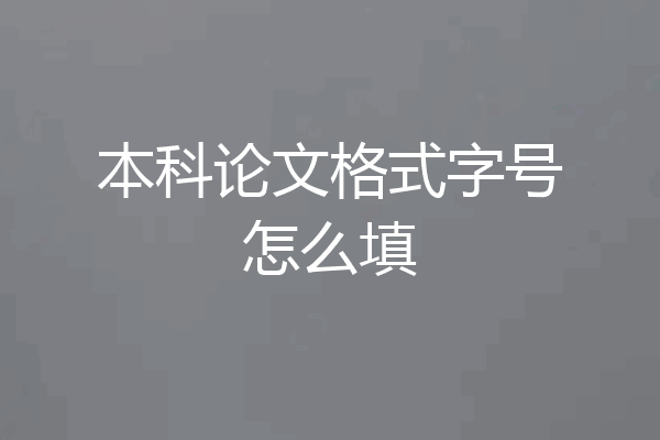 本科论文格式字号怎么填