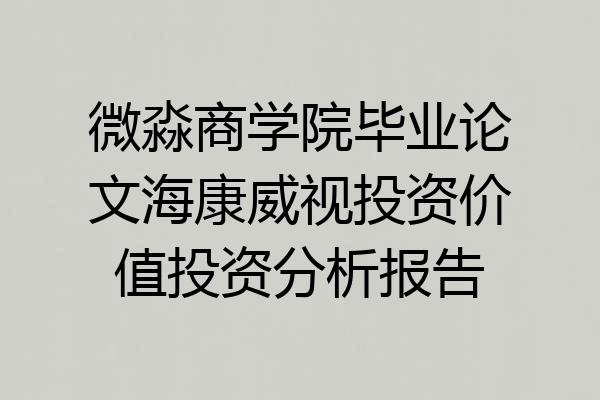 微淼商学院毕业论文海康威视投资价值投资分析报告
