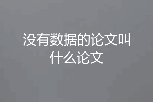 没有数据的论文叫什么论文
