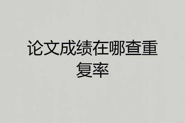 论文成绩在哪查重复率