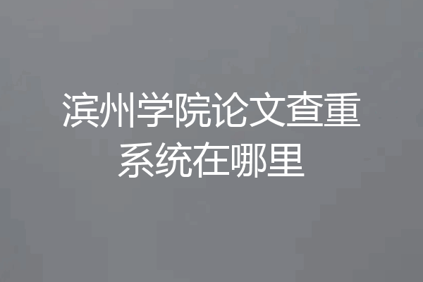滨州学院论文查重系统在哪里