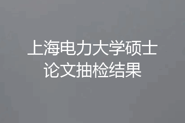 上海电力大学硕士论文抽检结果