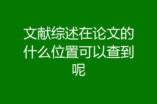 文献综述在论文的什么位置可以查到呢