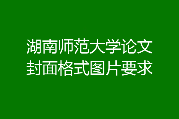 湖南师范大学论文封面格式图片要求