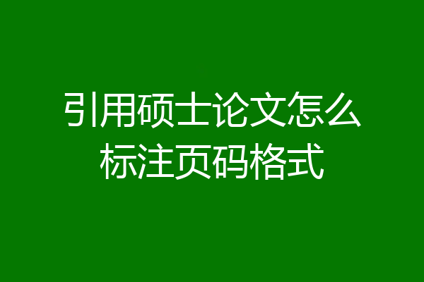 引用硕士论文怎么标注页码格式