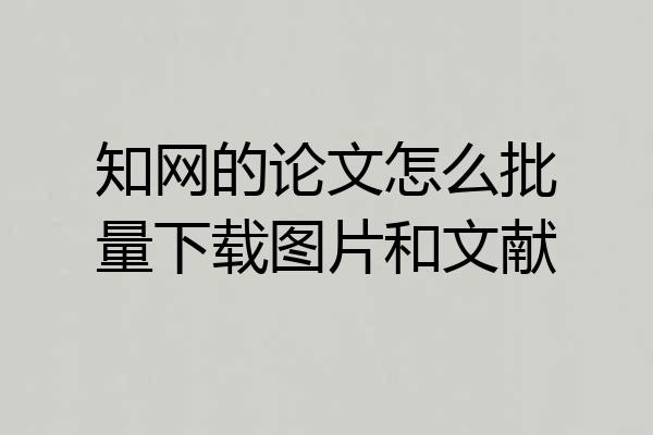 知网的论文怎么批量下载图片和文献