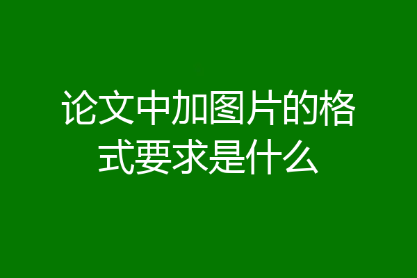 论文中加图片的格式要求是什么